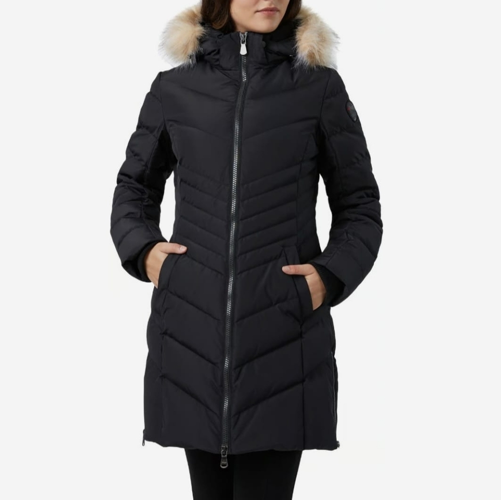 NWOT Pajar Black Quilted Coat with Soft Faux Fur Trim